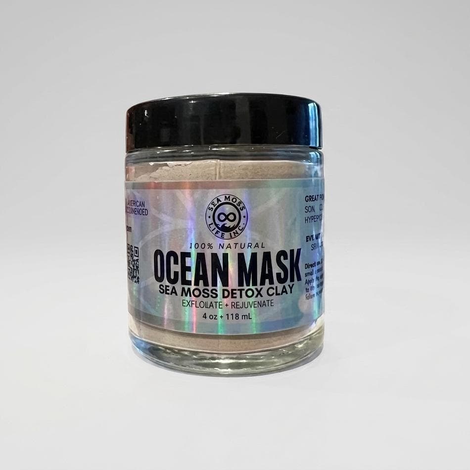 Clay Face Mask, Green Clay & Zeolite, Deep Pore Cleansing, Sea Moss + Burdock Root, 1 Jar