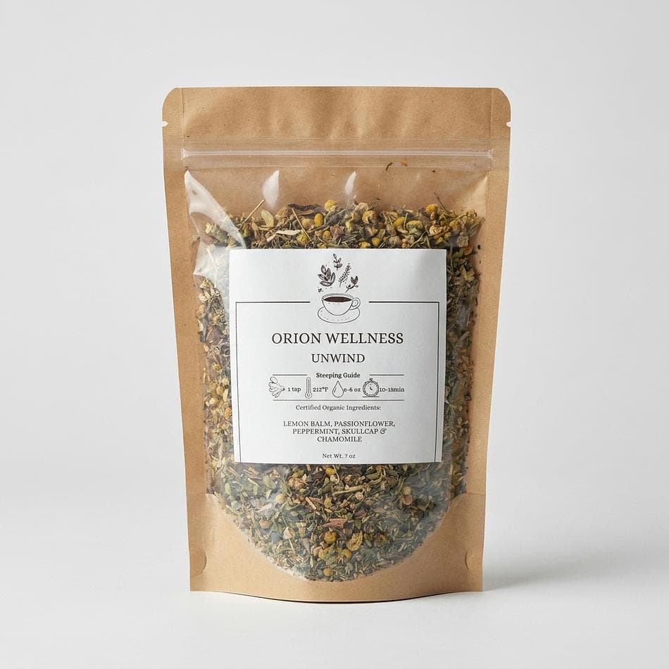 Caffeine-Free Herbal Sleep Tea, Lemon Balm & Passionflower, Calm Nighttime Blend, Loose Leaf, 1.5 oz or 3 oz
